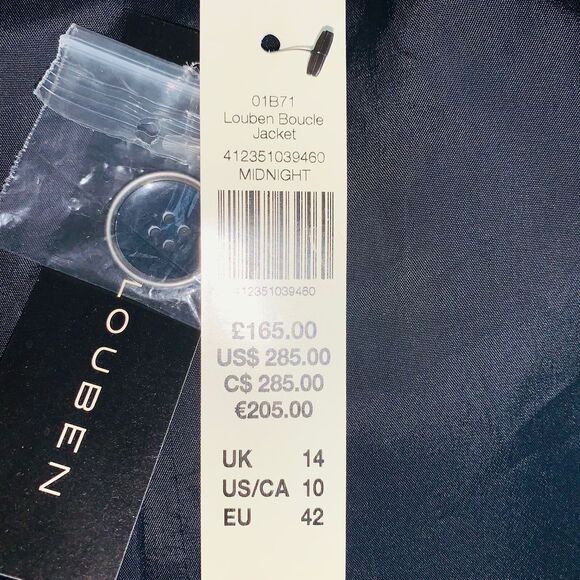 Louben Boucle Jacket Women's 10 NWT Tweed Blue Gray MSRP $285.00 Midnight - Picture 7 of 11